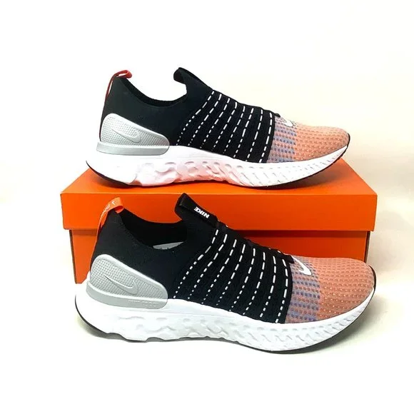 Nike React Phantom Run FK2 Black Orange White Sneaker Men's Size DQ7647 001 - Picture 8 of 12